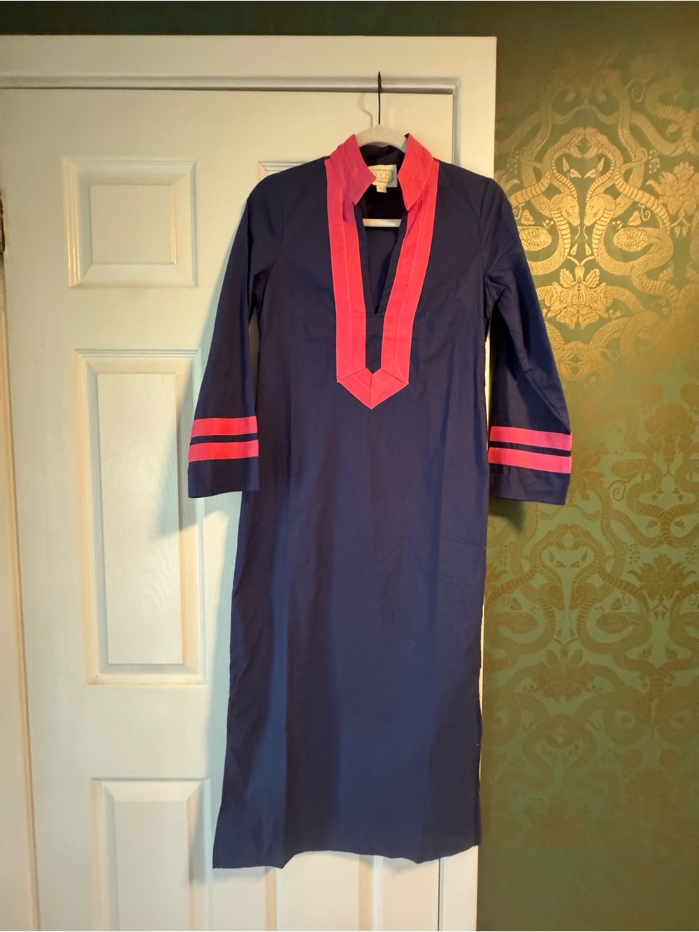 Sail to Sable Navy Tunic Dress with Pink Trim NWOT